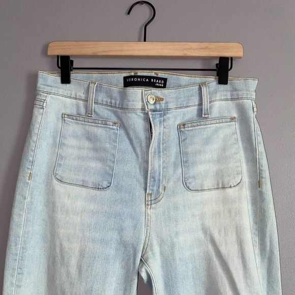 VERONICA BEARD Light Wash Florence Flare High Rise Size 31 or 12 - Picture 3 of 11
